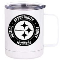 Mike Tomlin Justice Opportunity Equity Freedom 12 oz Stainless Steel Tumbler Cup