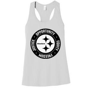 Mike Tomlin Justice Opportunity Equity Freedom Women's Racerback Tank