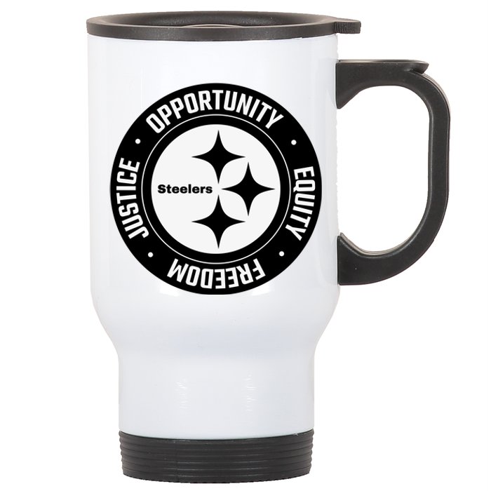 Mike Tomlin Justice Opportunity Equity Freedom Stainless Steel Travel Mug