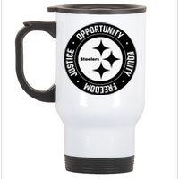 Mike Tomlin Justice Opportunity Equity Freedom Stainless Steel Travel Mug