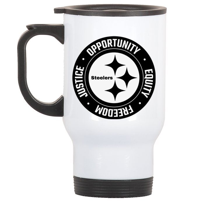 Mike Tomlin Justice Opportunity Equity Freedom Stainless Steel Travel Mug