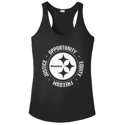 Mike Tomlin Justice Opportunity Equity Freedom Ladies PosiCharge Competitor Racerback Tank