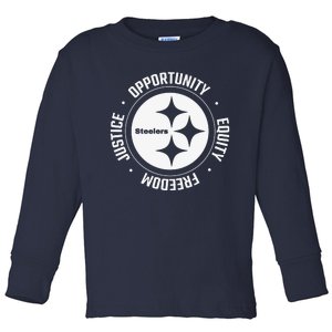 Mike Tomlin Justice Opportunity Equity Freedom Toddler Long Sleeve Shirt