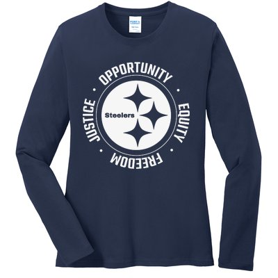 Mike Tomlin Justice Opportunity Equity Freedom Ladies Long Sleeve Shirt