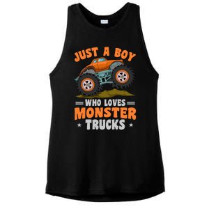 Monster Truck Just A Boy Who Loves Monster Trucks Ladies PosiCharge Tri-Blend Wicking Tank