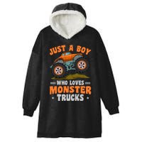 Monster Truck Just A Boy Who Loves Monster Trucks Hooded Wearable Blanket