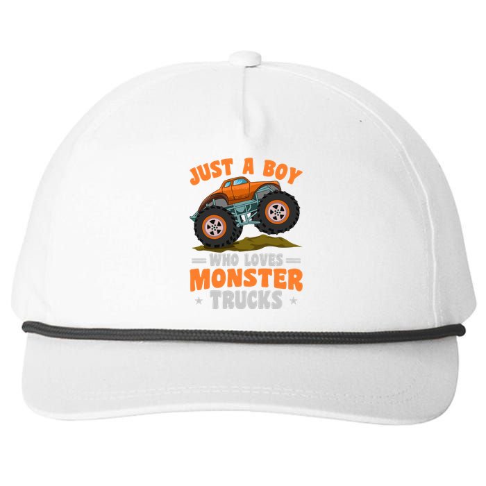 Monster Truck Just A Boy Who Loves Monster Trucks Snapback Five-Panel Rope Hat