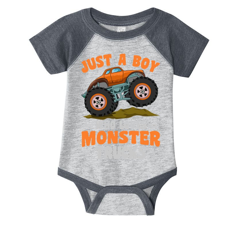 Monster Truck Just A Boy Who Loves Monster Trucks Infant Baby Jersey Bodysuit