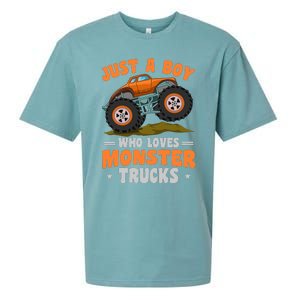 Monster Truck Just A Boy Who Loves Monster Trucks Sueded Cloud Jersey T-Shirt