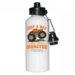 Monster Truck Just A Boy Who Loves Monster Trucks Aluminum Water Bottle