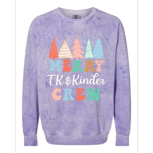 Merry TK & Kinder Crew Kindergarten Teacher Christmas Tree  Colorblast Crewneck Sweatshirt