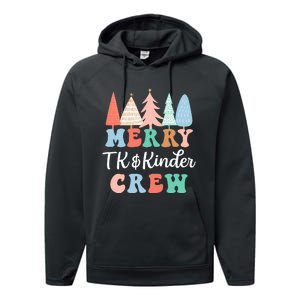 Merry TK & Kinder Crew Kindergarten Teacher Christmas Tree  Performance Fleece Hoodie