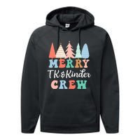 Merry TK & Kinder Crew Kindergarten Teacher Christmas Tree  Performance Fleece Hoodie