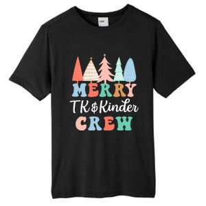 Merry TK & Kinder Crew Kindergarten Teacher Christmas Tree  Tall Fusion ChromaSoft Performance T-Shirt