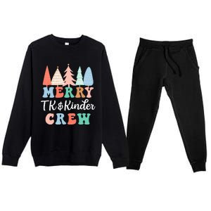 Merry TK & Kinder Crew Kindergarten Teacher Christmas Tree  Premium Crewneck Sweatsuit Set