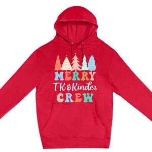 Merry TK & Kinder Crew Kindergarten Teacher Christmas Tree  Premium Pullover Hoodie