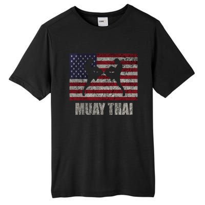 Muay Thai Kickboxing American Flag Mma Vintage Cute Gift Tall Fusion ChromaSoft Performance T-Shirt