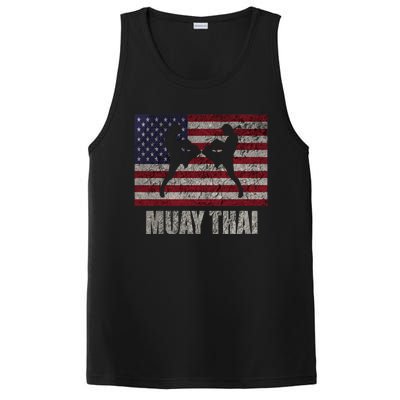 Muay Thai Kickboxing American Flag Mma Vintage Cute Gift PosiCharge Competitor Tank