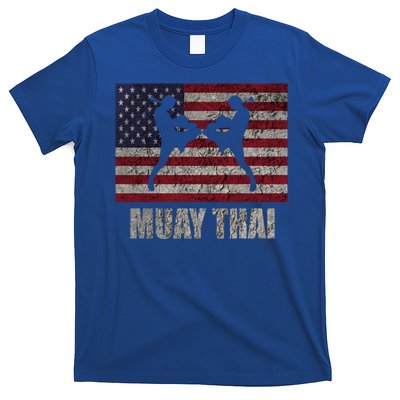 Muay Thai Kickboxing American Flag Mma Vintage Cute Gift T-Shirt