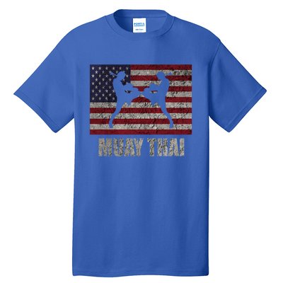 Muay Thai Kickboxing American Flag Mma Vintage Cute Gift Tall T-Shirt