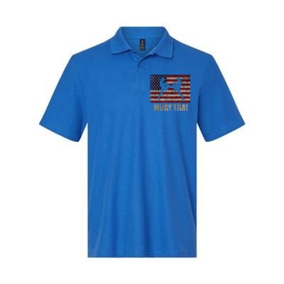 Muay Thai Kickboxing American Flag Mma Vintage Cute Gift Softstyle Adult Sport Polo