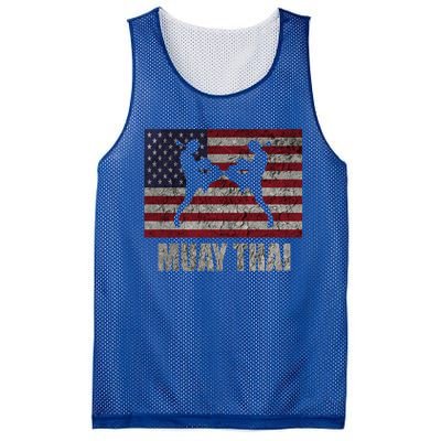 Muay Thai Kickboxing American Flag Mma Vintage Cute Gift Mesh Reversible Basketball Jersey Tank