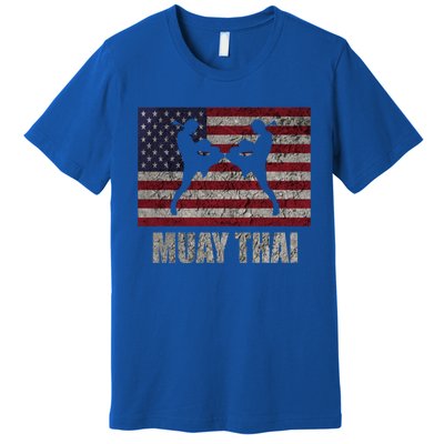 Muay Thai Kickboxing American Flag Mma Vintage Cute Gift Premium T-Shirt