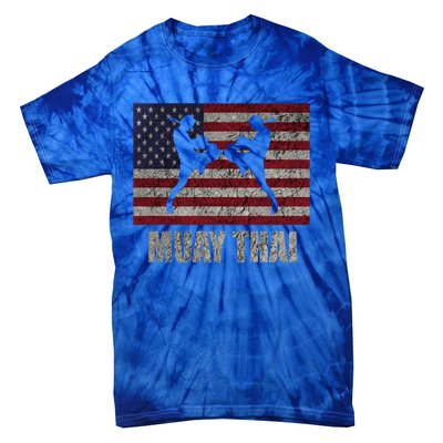 Muay Thai Kickboxing American Flag Mma Vintage Cute Gift Tie-Dye T-Shirt