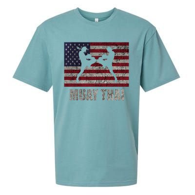 Muay Thai Kickboxing American Flag Mma Vintage Cute Gift Sueded Cloud Jersey T-Shirt