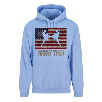 Muay Thai Kickboxing American Flag Mma Vintage Cute Gift Unisex Surf Hoodie