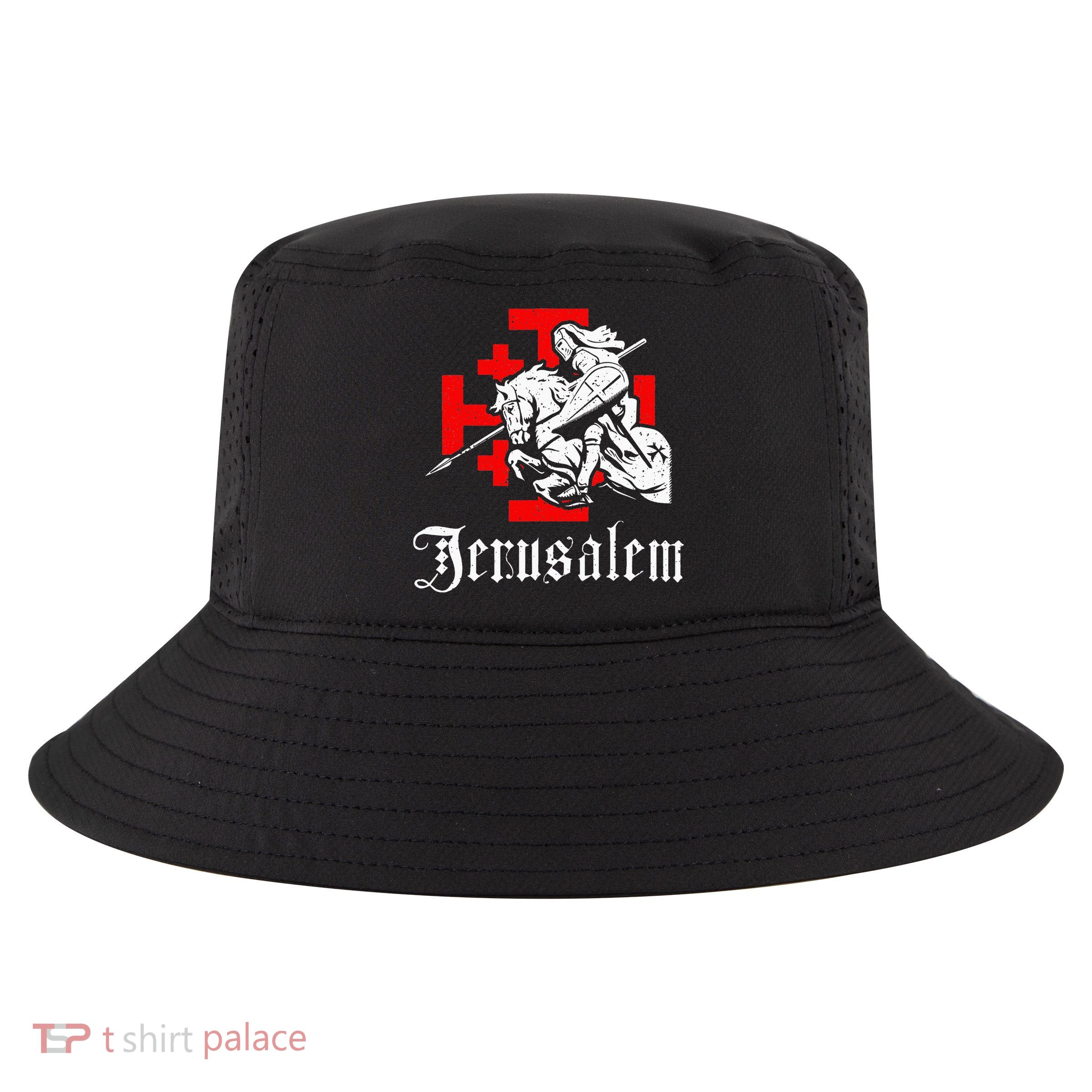 Medieval Templar Knight On War Horse Jerusalem Cross Cool Comfort Performance Bucket Hat
