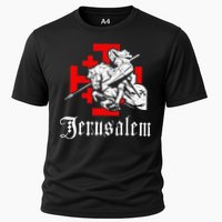 Medieval Templar Knight On War Horse Jerusalem Cross Cooling Performance Crew T-Shirt