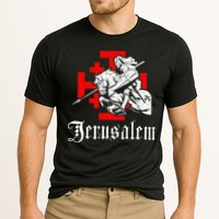 Medieval Templar Knight On War Horse Jerusalem Cross Cooling Performance Crew T-Shirt
