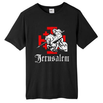 Medieval Templar Knight On War Horse Jerusalem Cross Tall Fusion ChromaSoft Performance T-Shirt