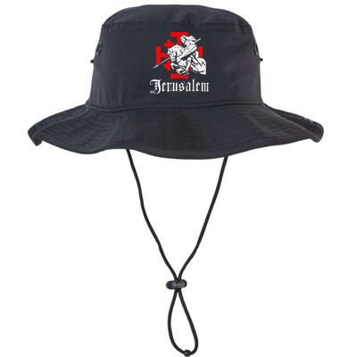 Medieval Templar Knight On War Horse Jerusalem Cross Bucket Hat