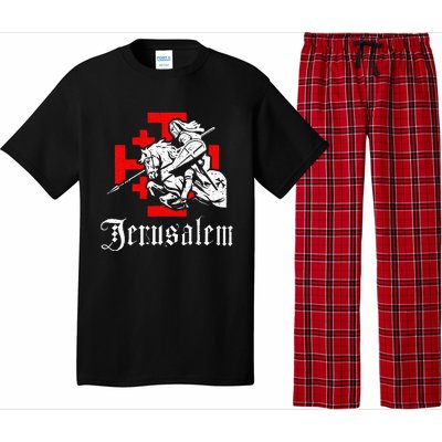 Medieval Templar Knight On War Horse Jerusalem Cross Pajama Set