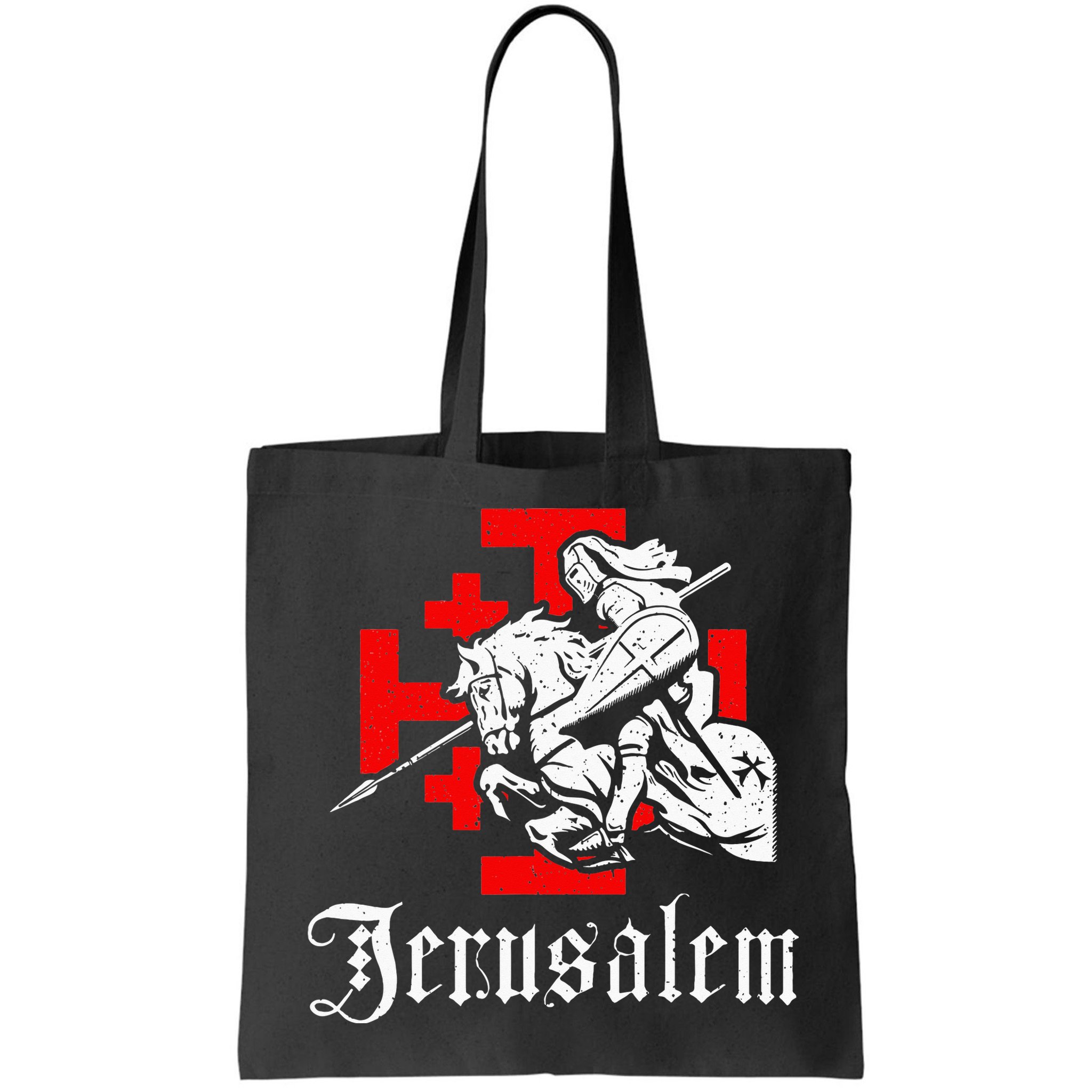 Medieval Templar Knight On War Horse Jerusalem Cross Bag