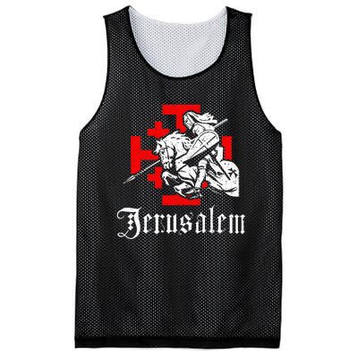 Medieval Templar Knight On War Horse Jerusalem Cross Mesh Reversible Basketball Jersey Tank