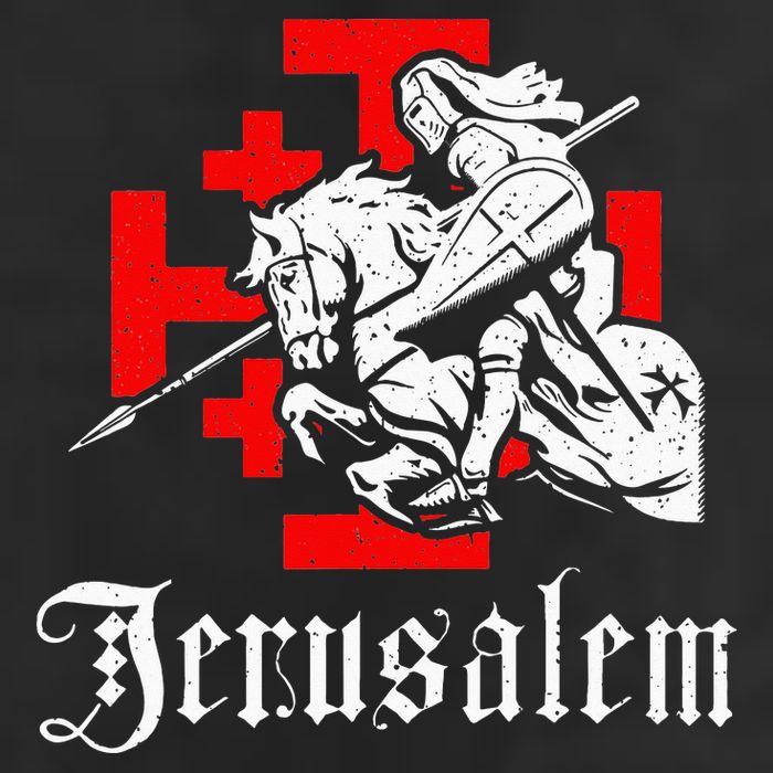 Medieval Templar Knight On War Horse Jerusalem Cross 25L Jumbo Tote