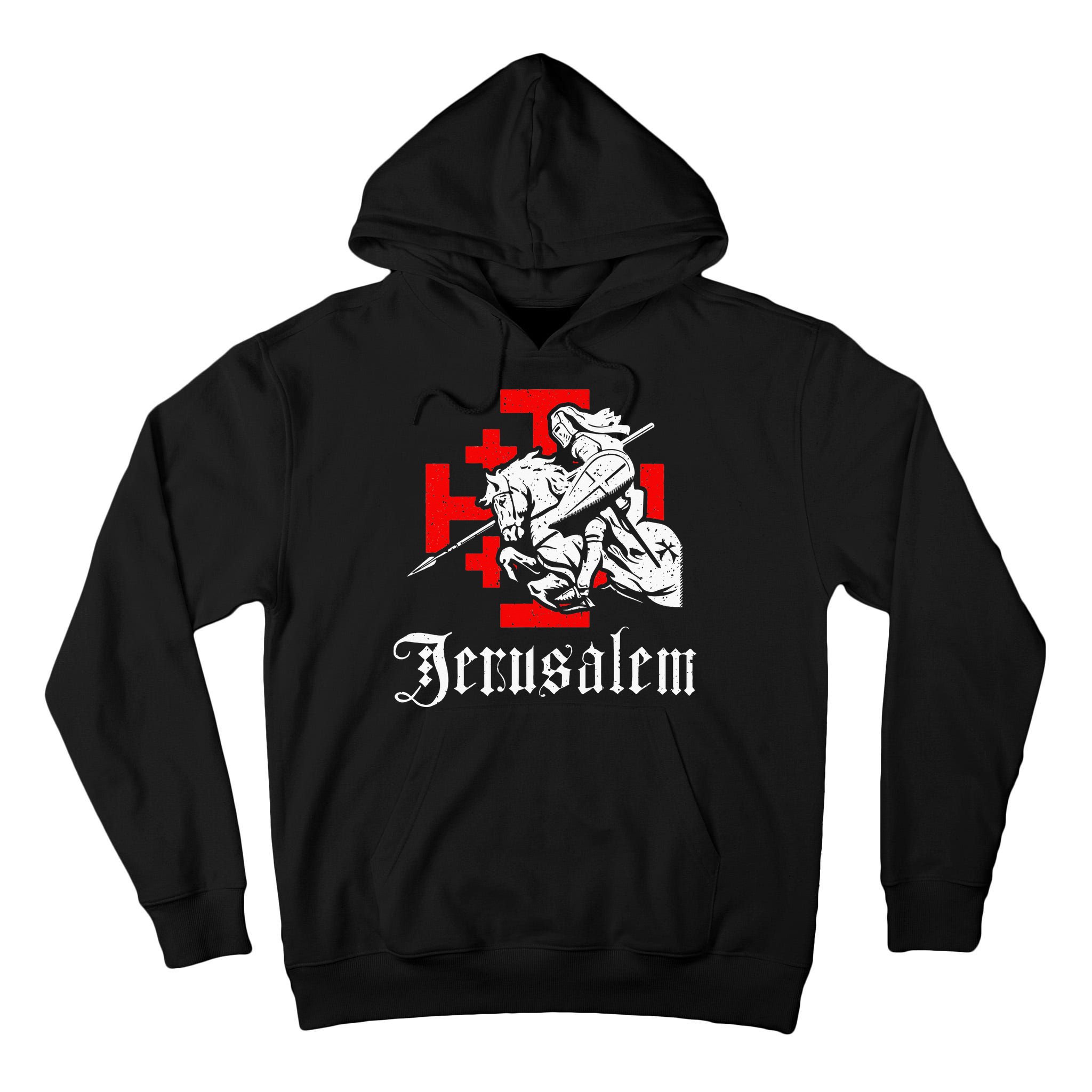 Medieval Templar Knight On War Horse Jerusalem Cross Tall Hoodie