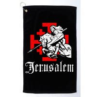 Medieval Templar Knight On War Horse Jerusalem Cross Golf Towel