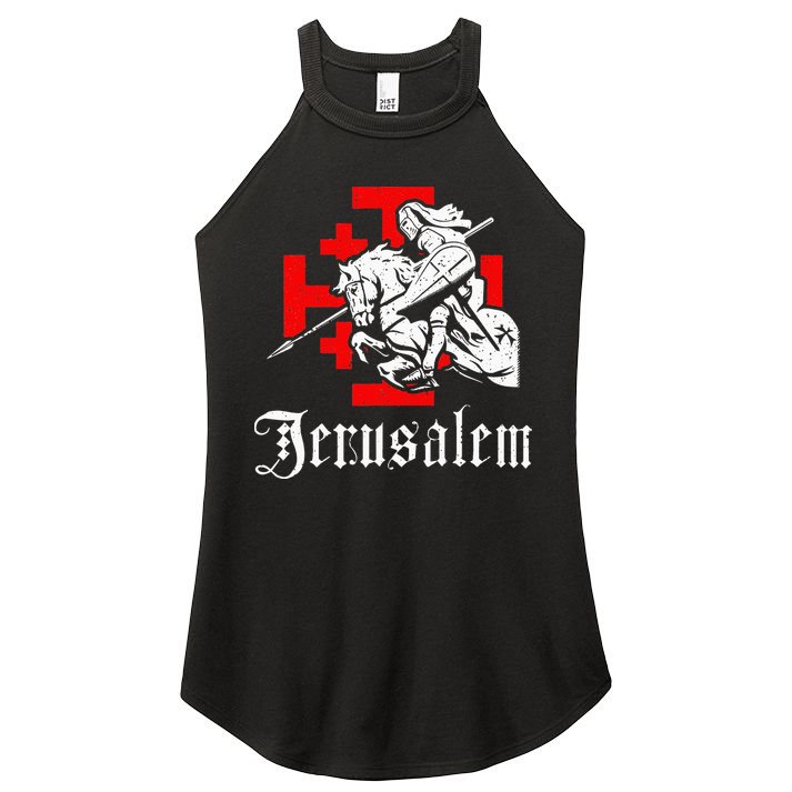 Medieval Templar Knight On War Horse Jerusalem Cross Women's Perfect Tri Rocker Tank
