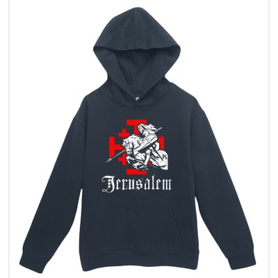 Medieval Templar Knight On War Horse Jerusalem Cross Urban Pullover Hoodie