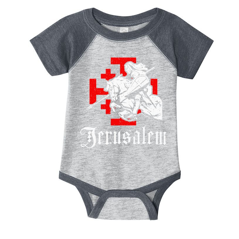 Medieval Templar Knight On War Horse Jerusalem Cross Infant Baby Jersey Bodysuit
