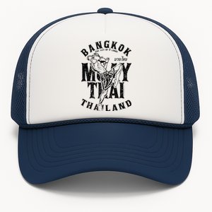 Muay Thai Kickboxing Bangkok Thailand Distressed Graphic Trucker Hat