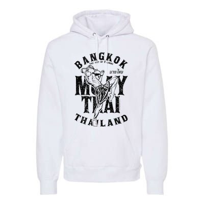 Muay Thai Kickboxing Bangkok Thailand Distressed Graphic Premium Hoodie