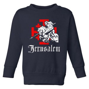 Medieval Templar Knight On War Horse Jerusalem Cross Toddler Sweatshirt