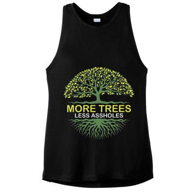 More Trees Less Assholes Environmentalist Earth Advocate Ladies PosiCharge Tri-Blend Wicking Tank
