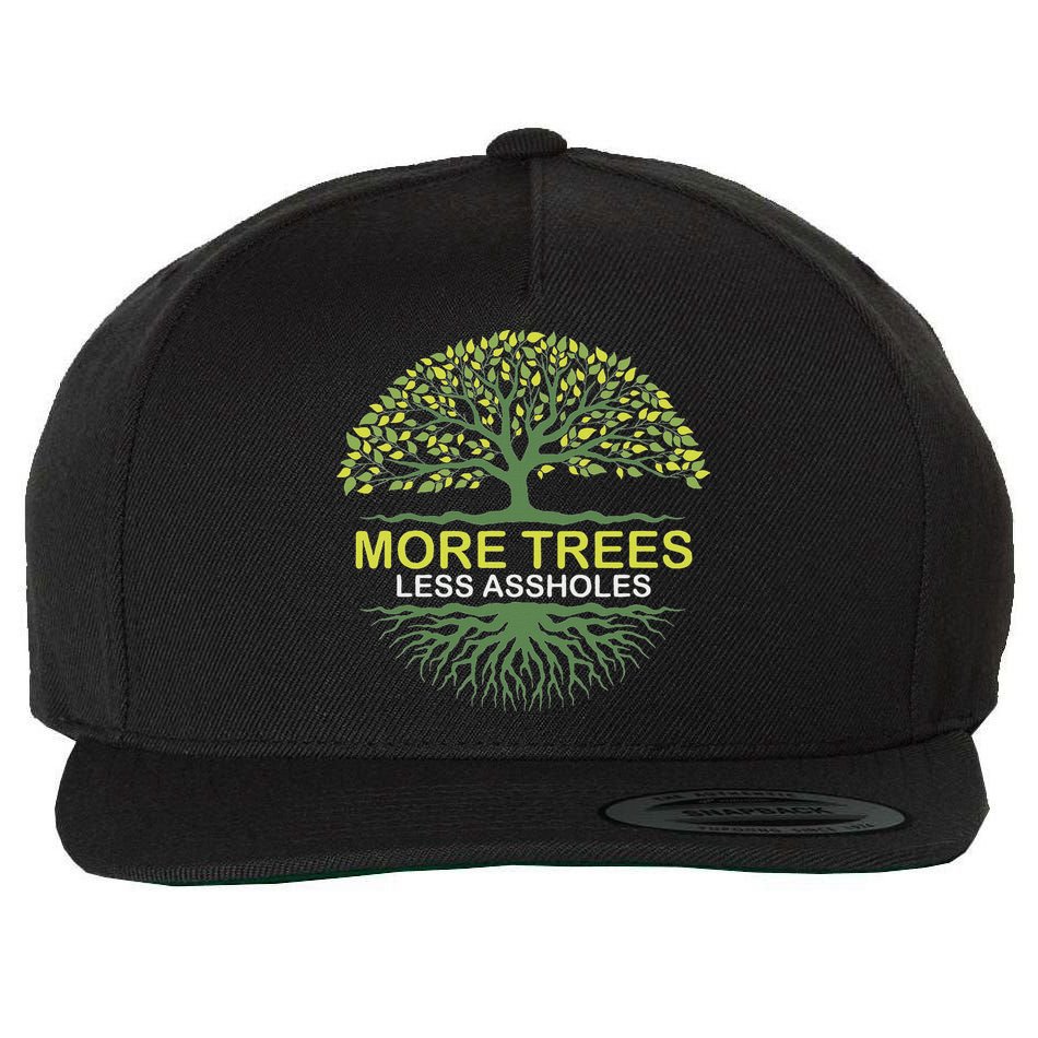 More Trees Less Assholes Environmentalist Earth Advocate Wool Snapback Cap