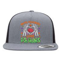 Math Teacher Love Brain Heart Skeleton Hand Zombie Halloween Flat Bill Trucker Hat